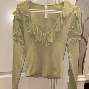 Anthropologie light green Ruffled top
